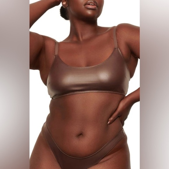 Skims Wet Jersey Scoop Bralette Cocoa Brown 2XL NEW WITH TAGS - Picture 7 of 8